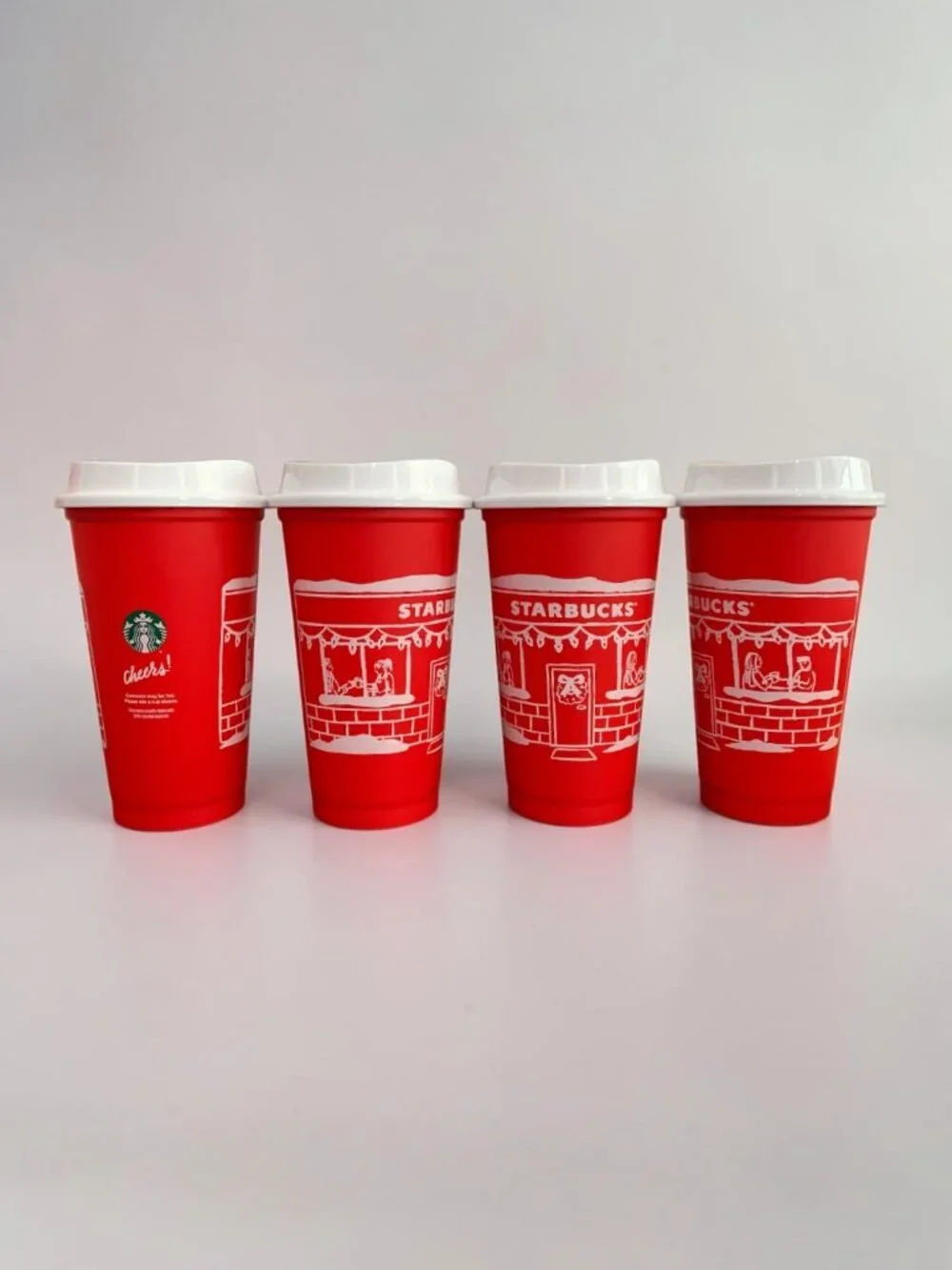 Lot of 20 Starbucks Red Cup Day Christmas Plastic Reusable Cup w/ Lids 2025 16oz